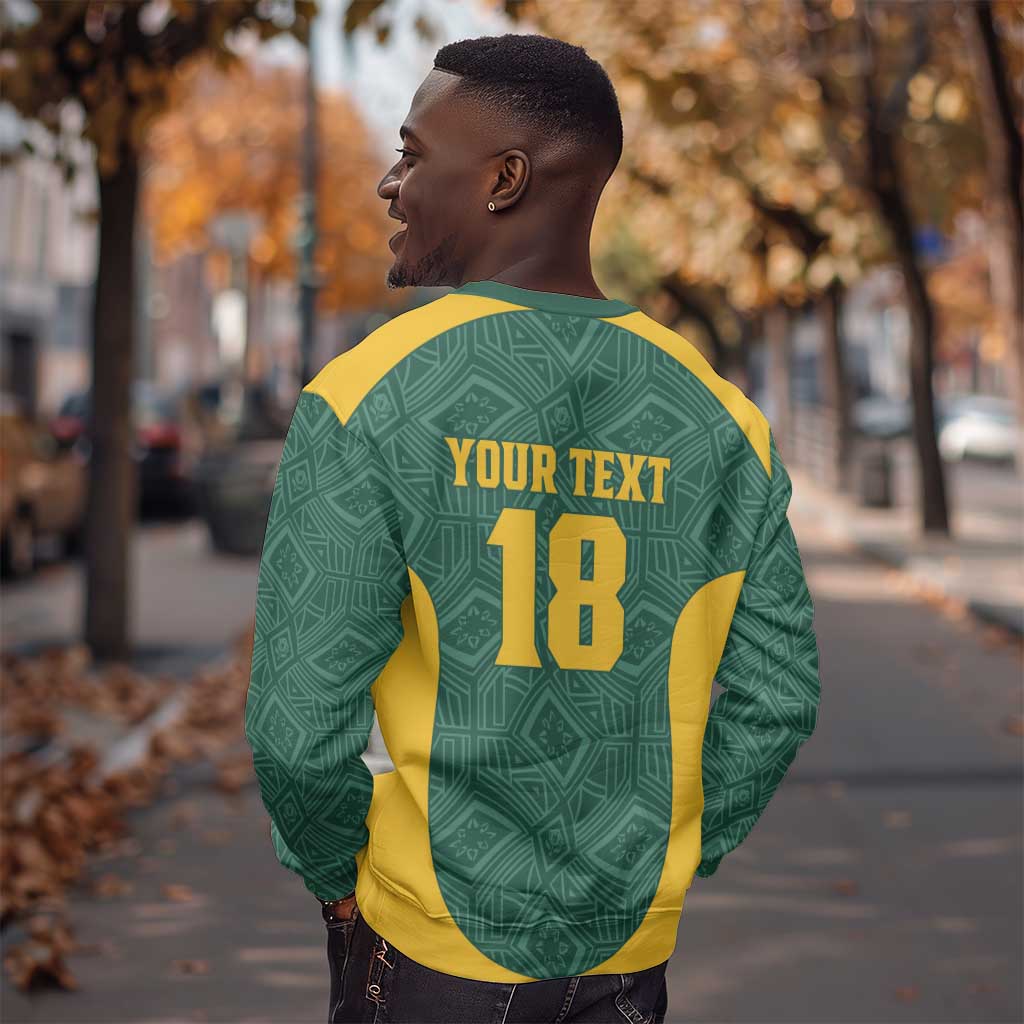 Custom South Africa Soccer Sweatshirt Bafana Bafana Spirit African Pattern - African Pride