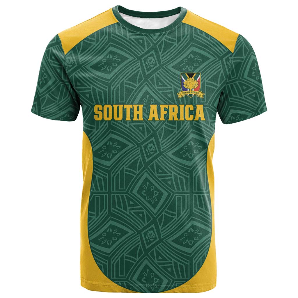 Custom South Africa Soccer T shirt Bafana Bafana Spirit African Pattern - African Pride