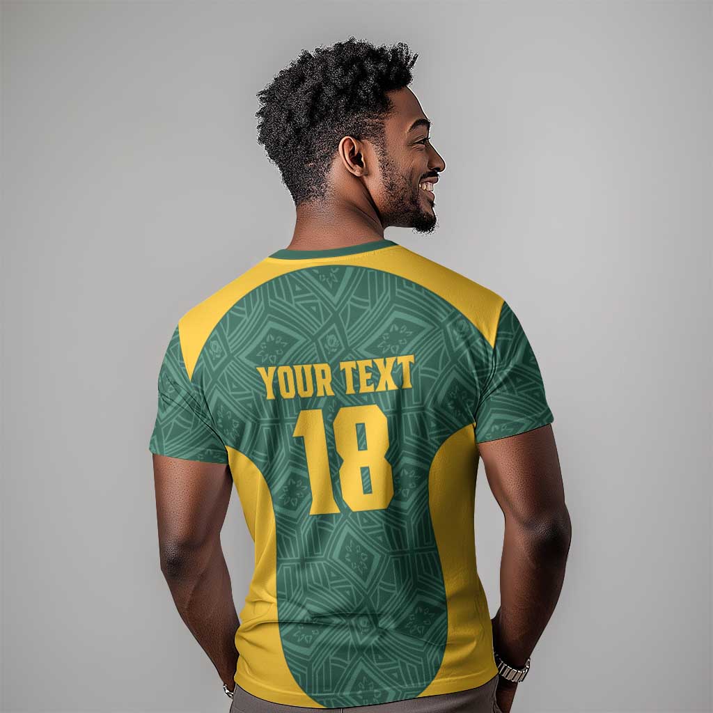 Custom South Africa Soccer T shirt Bafana Bafana Spirit African Pattern - African Pride