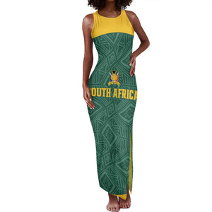 Custom South Africa Soccer Tank Maxi Dress Bafana Bafana Spirit African Pattern - African Pride