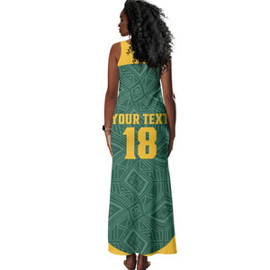 Custom South Africa Soccer Tank Maxi Dress Bafana Bafana Spirit African Pattern - African Pride