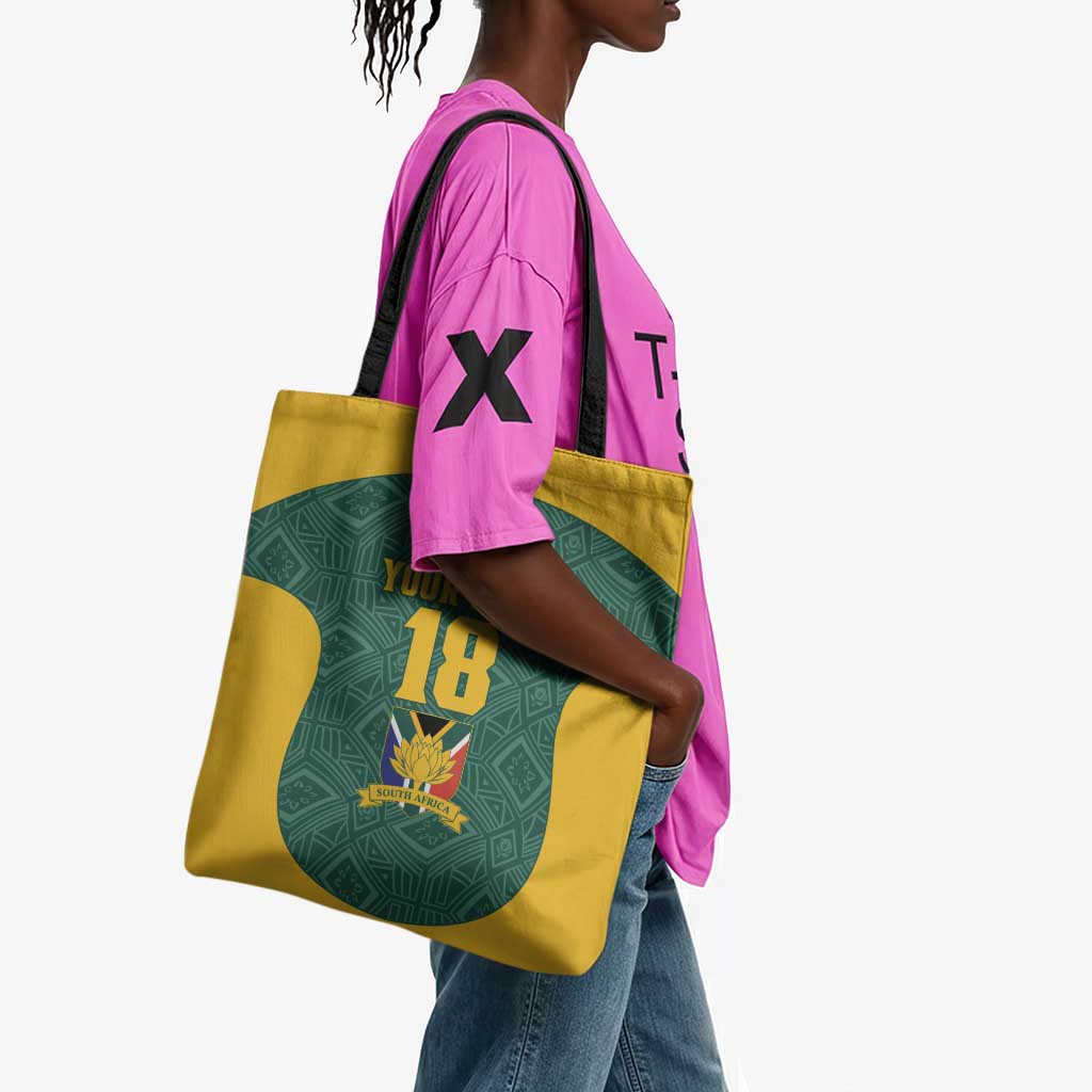 Custom South Africa Soccer Tote Bag Bafana Bafana Spirit African Pattern - African Pride