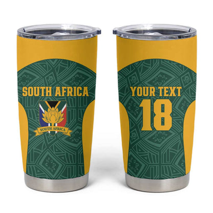 Custom South Africa Soccer Tumbler Cup Bafana Bafana Spirit African Pattern - African Pride