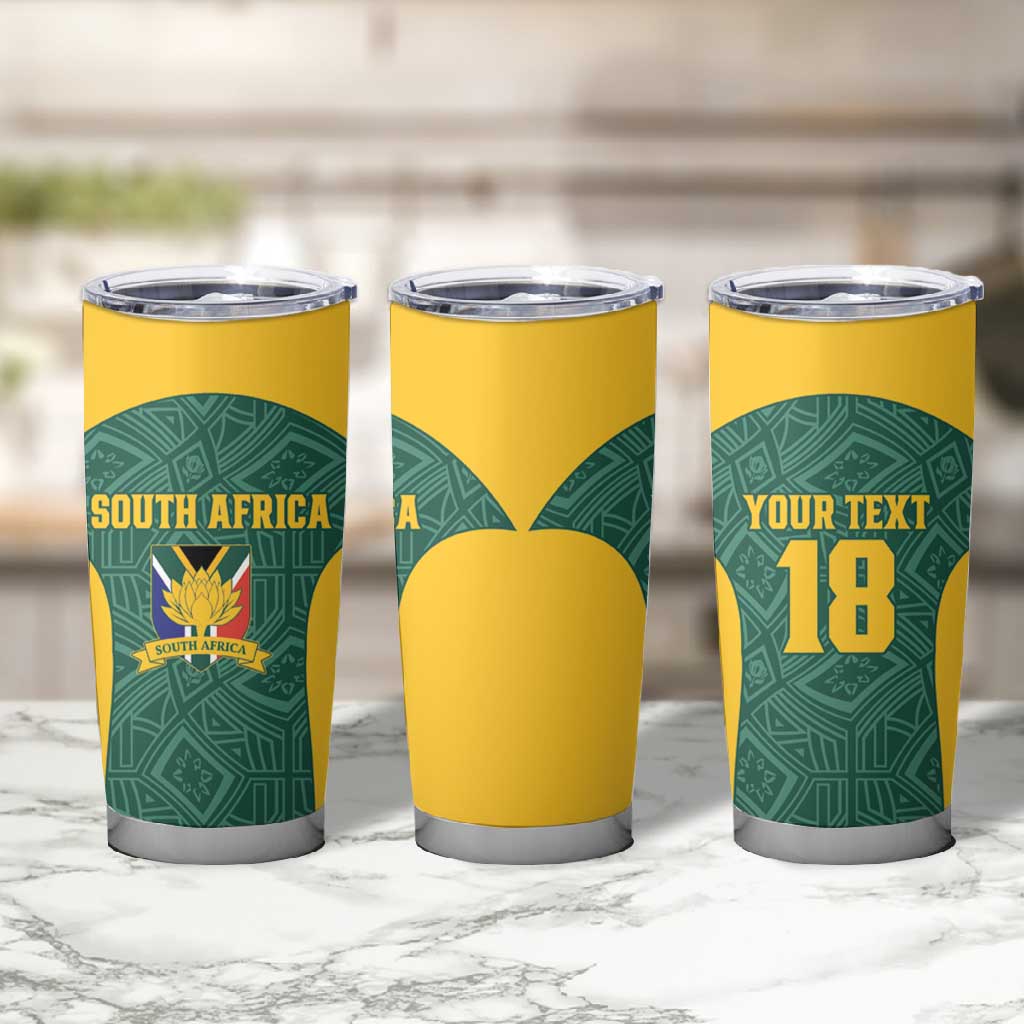 Custom South Africa Soccer Tumbler Cup Bafana Bafana Spirit African Pattern - African Pride