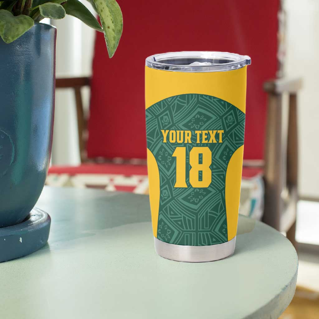 Custom South Africa Soccer Tumbler Cup Bafana Bafana Spirit African Pattern - African Pride