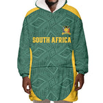 Custom South Africa Soccer Wearable Blanket Hoodie Bafana Bafana Spirit African Pattern - African Pride