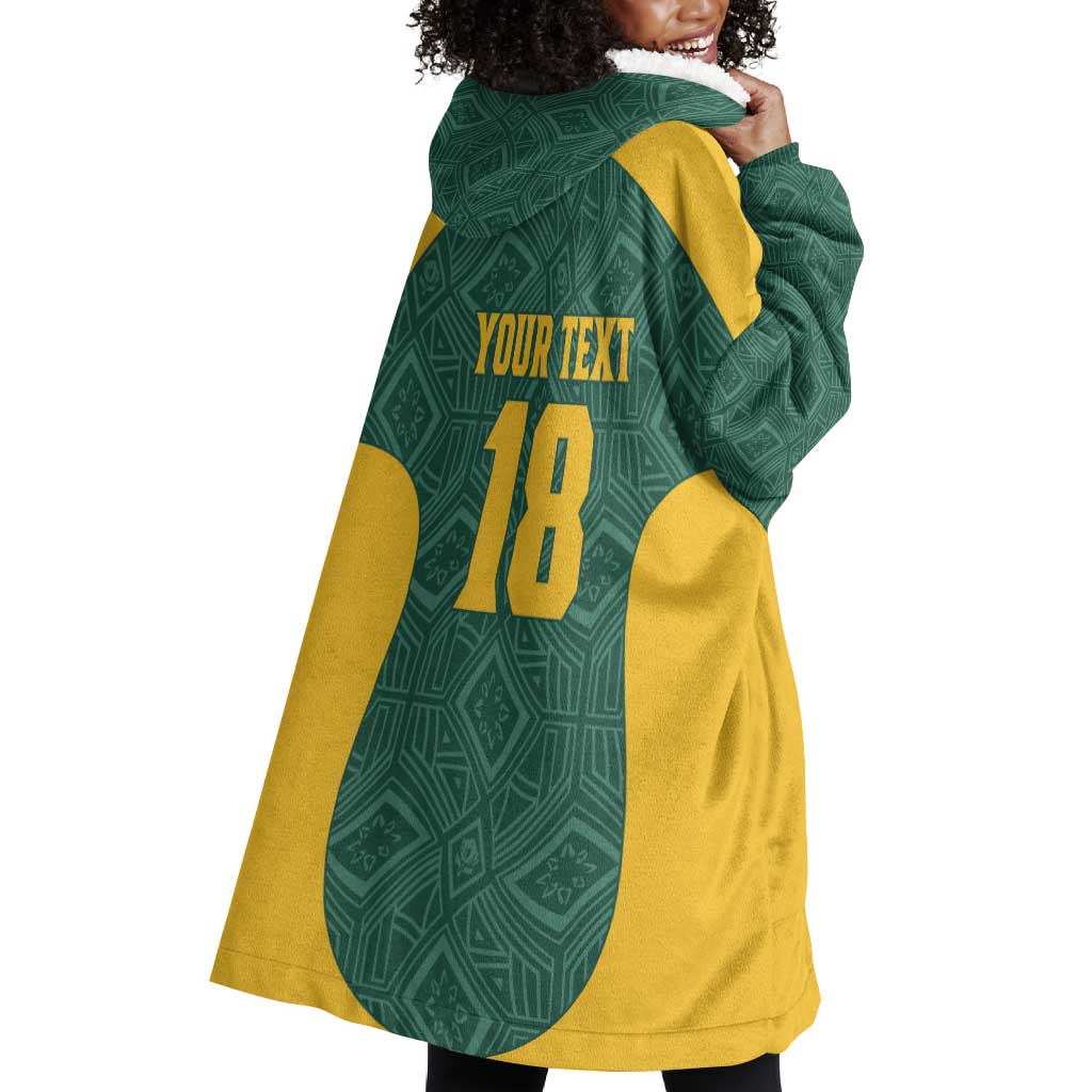 Custom South Africa Soccer Wearable Blanket Hoodie Bafana Bafana Spirit African Pattern - African Pride