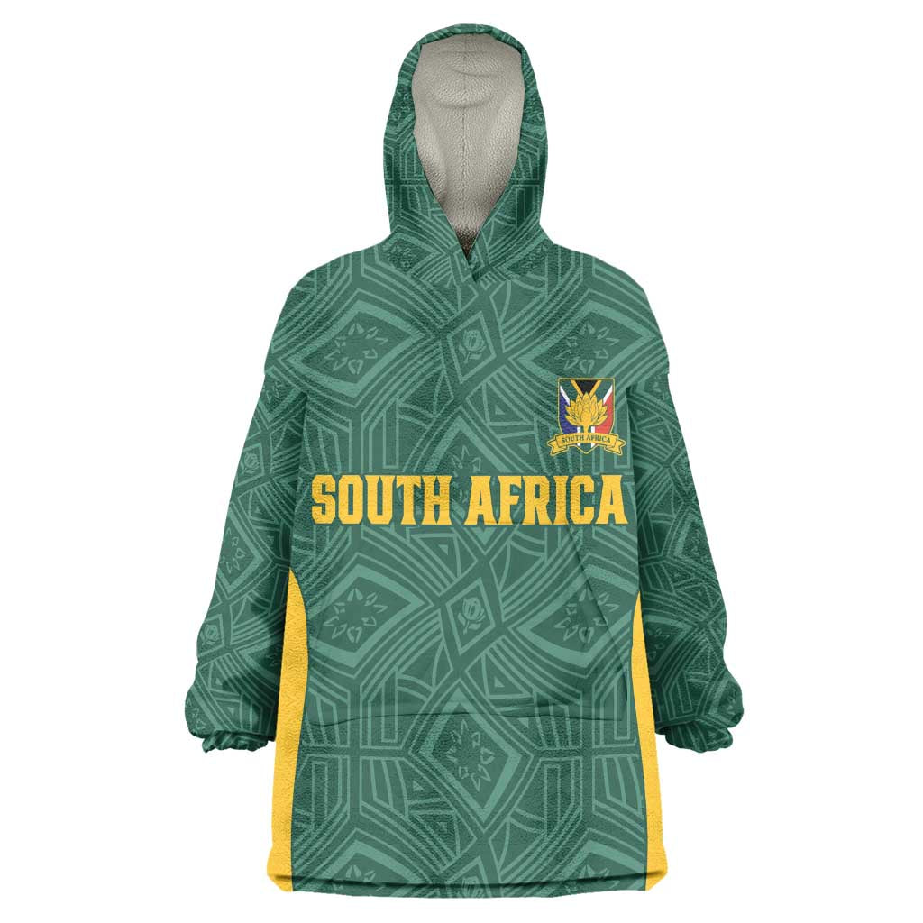 Custom South Africa Soccer Wearable Blanket Hoodie Bafana Bafana Spirit African Pattern - African Pride