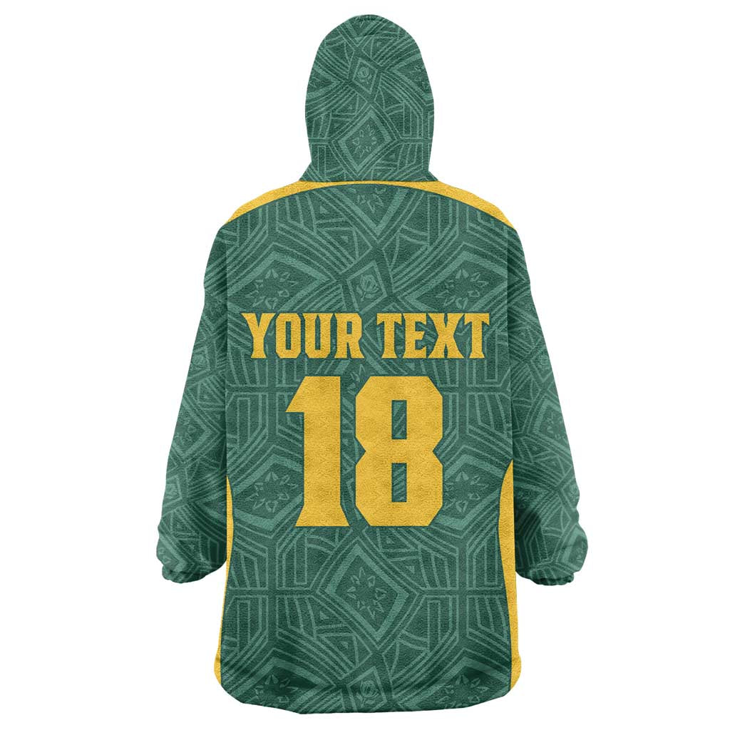 Custom South Africa Soccer Wearable Blanket Hoodie Bafana Bafana Spirit African Pattern - African Pride