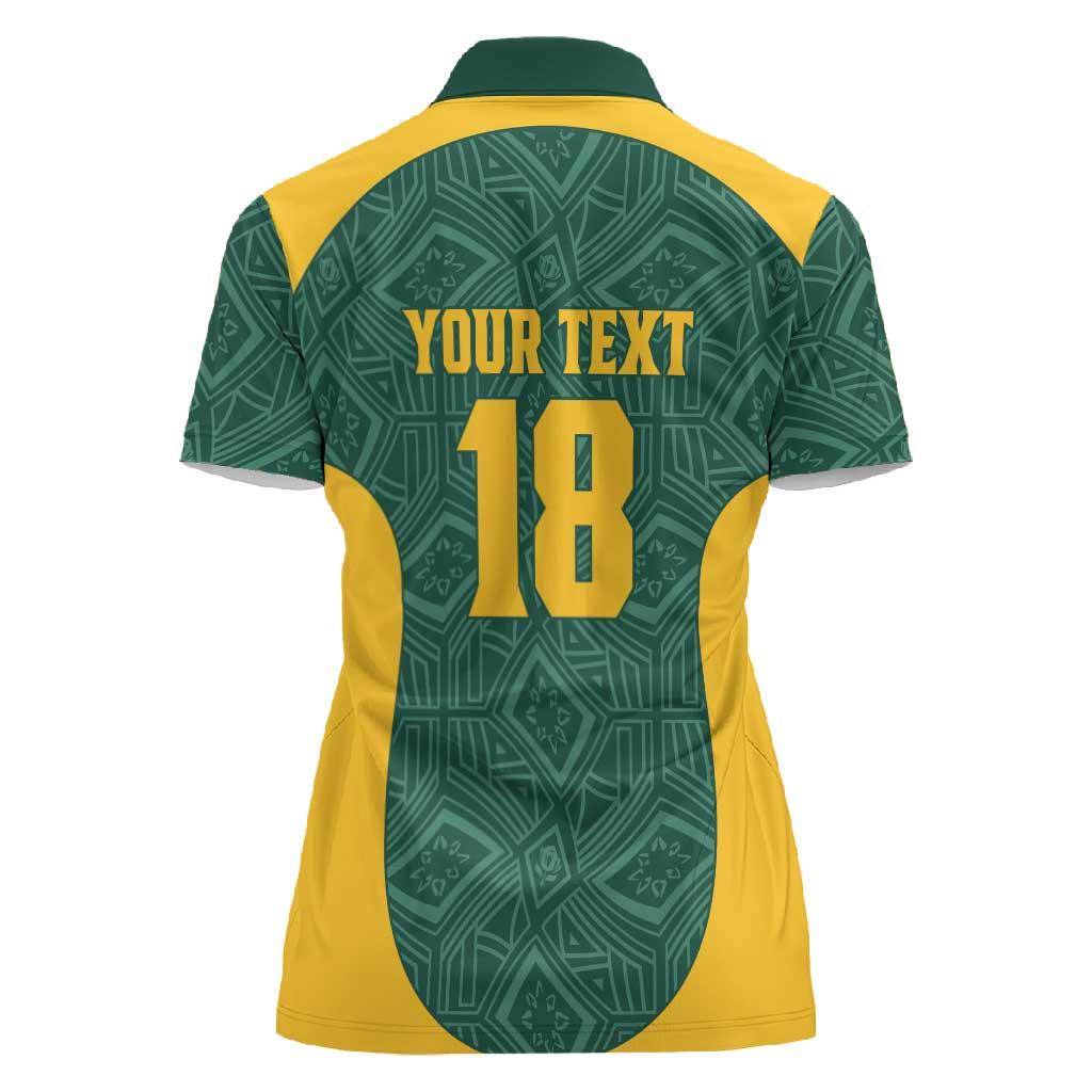 Custom South Africa Soccer Women Polo Shirt Bafana Bafana Spirit African Pattern - African Pride