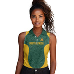 Custom South Africa Soccer Women Sleeveless Polo Shirt Bafana Bafana Spirit African Pattern - African Pride