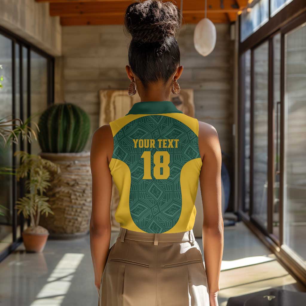 Custom South Africa Soccer Women Sleeveless Polo Shirt Bafana Bafana Spirit African Pattern - African Pride