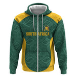 Custom South Africa Soccer Zip Hoodie Bafana Bafana Spirit African Pattern - African Pride