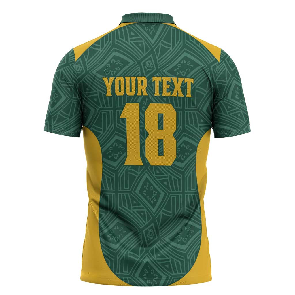 Custom South Africa Soccer Zipper Polo Shirt Bafana Bafana Spirit African Pattern - African Pride
