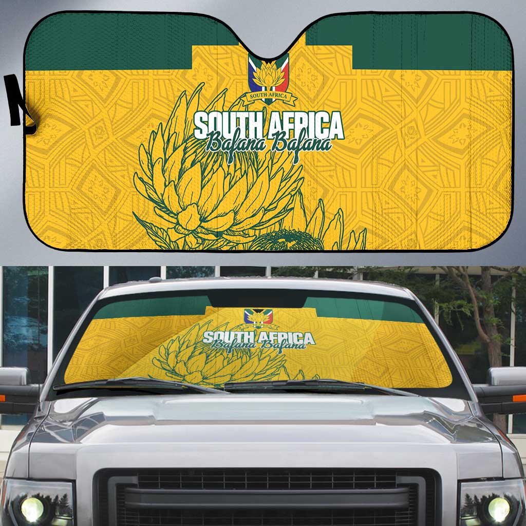Custom South Africa Soccer Auto Sun Shade From Protea Roots We Rise - African Pride