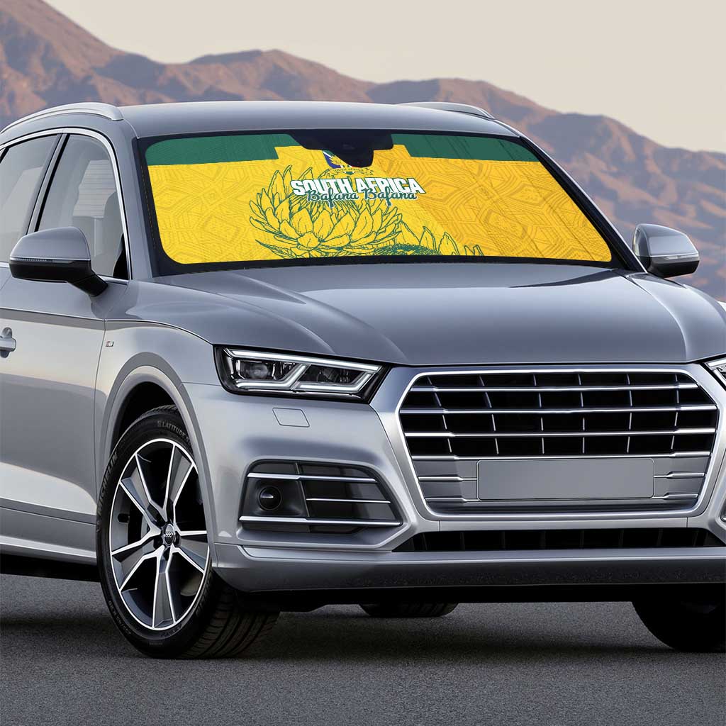 Custom South Africa Soccer Auto Sun Shade From Protea Roots We Rise - African Pride
