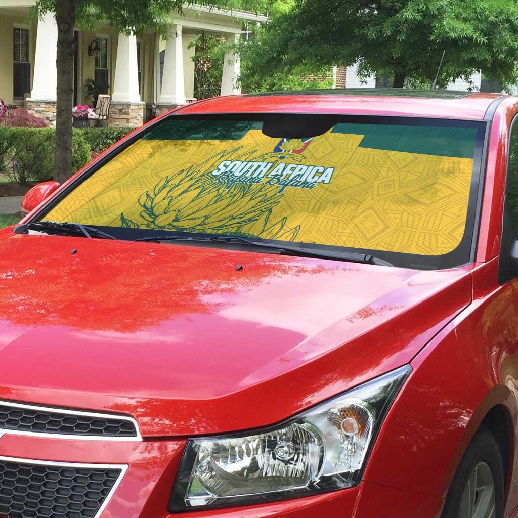 Custom South Africa Soccer Auto Sun Shade From Protea Roots We Rise - African Pride