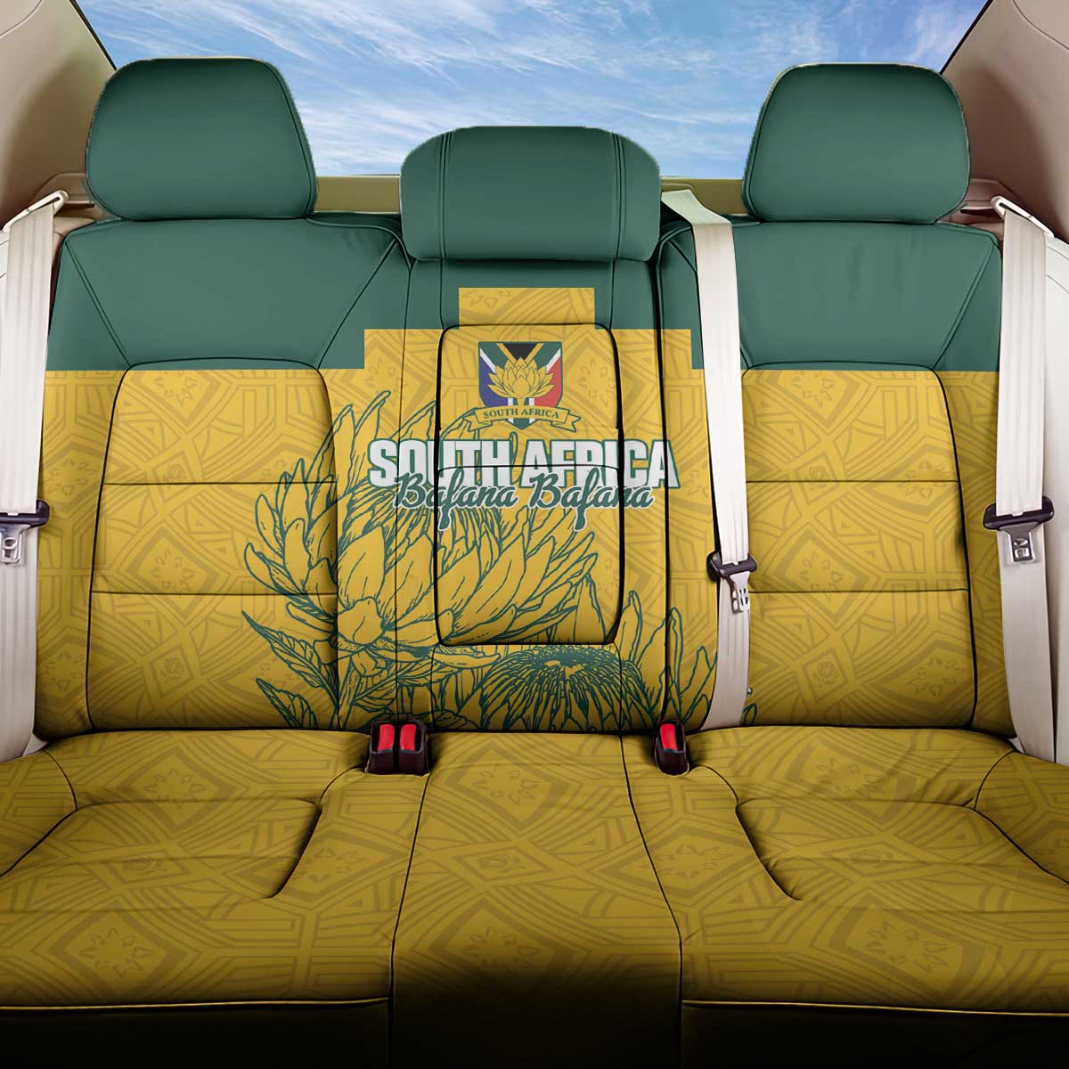 Custom South Africa Soccer Back Car Seat Cover From Protea Roots We Rise - African Pride
