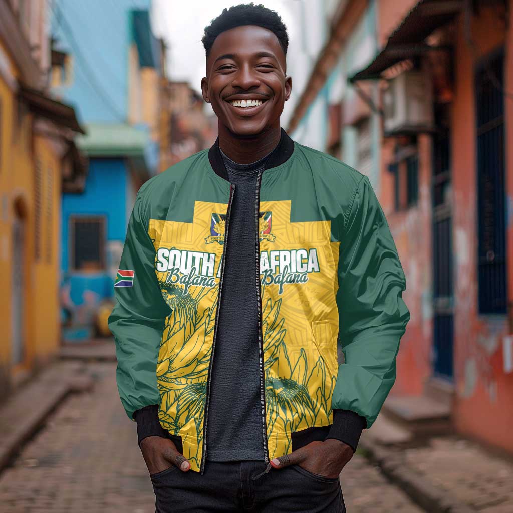 Custom South Africa Soccer Bomber Jacket From Protea Roots We Rise - African Pride