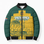 Custom South Africa Soccer Bomber Puffer Jacket From Protea Roots We Rise - African Pride