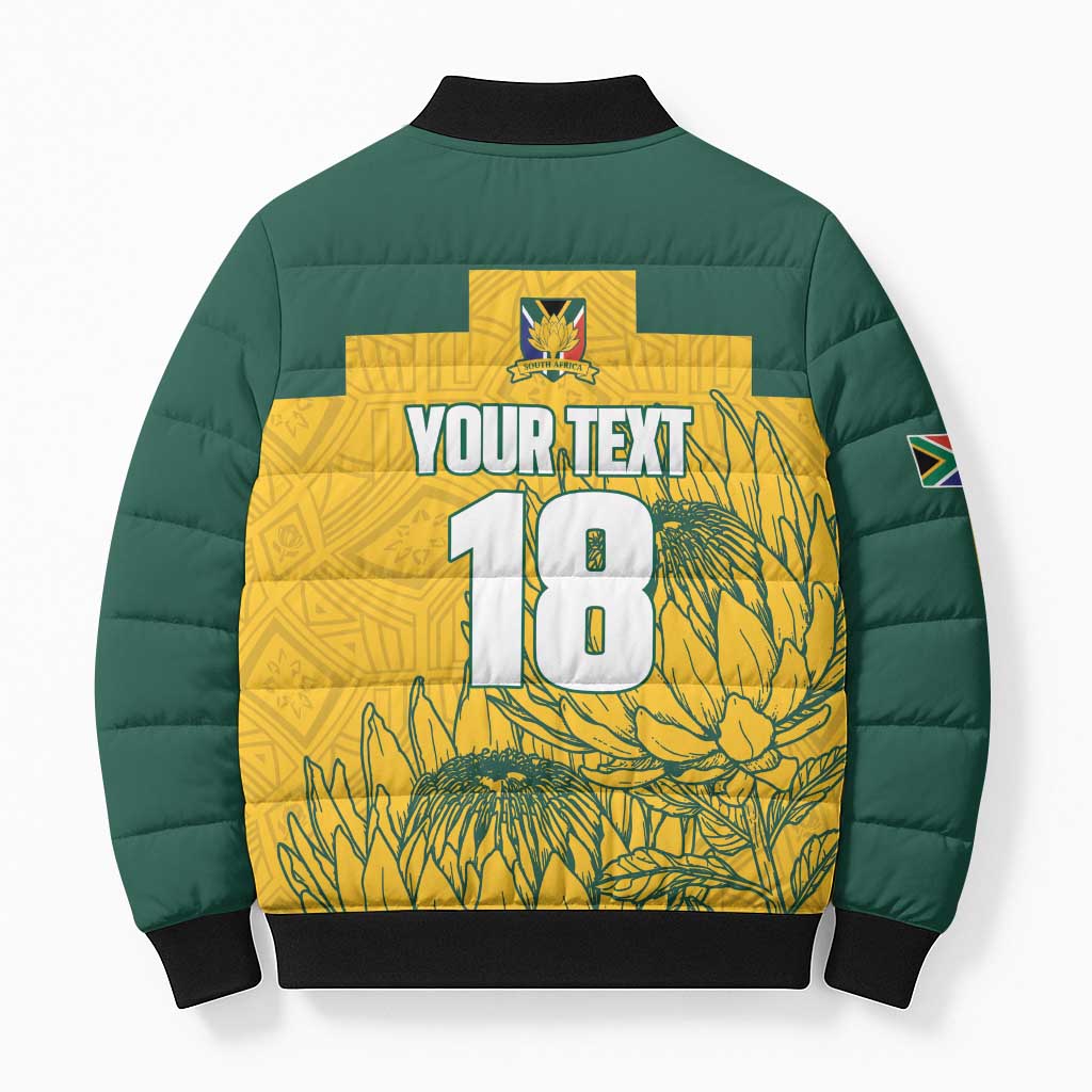 Custom South Africa Soccer Bomber Puffer Jacket From Protea Roots We Rise - African Pride