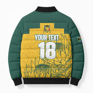 Custom South Africa Soccer Bomber Puffer Jacket From Protea Roots We Rise - African Pride
