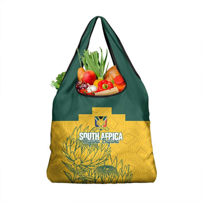 Custom South Africa Soccer Grocery Bag From Protea Roots We Rise - African Pride