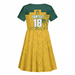 Custom South Africa Soccer Kid Short Sleeve Dress From Protea Roots We Rise - African Pride
