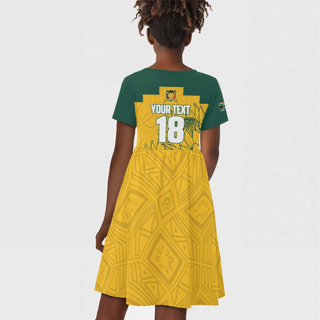 Custom South Africa Soccer Kid Short Sleeve Dress From Protea Roots We Rise - African Pride