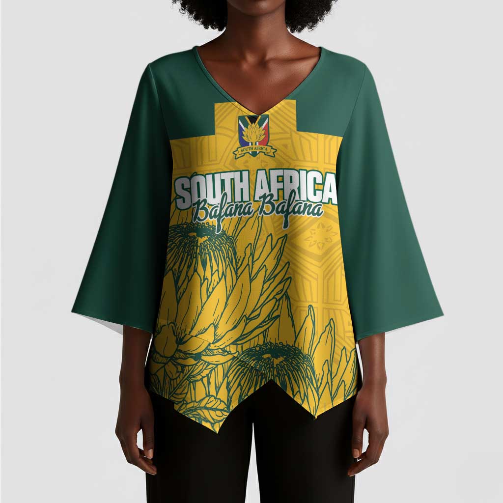Custom South Africa Soccer Kimono Sleeve Blouse From Protea Roots We Rise - African Pride