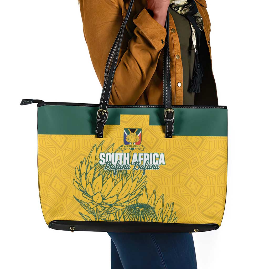 Custom South Africa Soccer Leather Tote Bag From Protea Roots We Rise - African Pride
