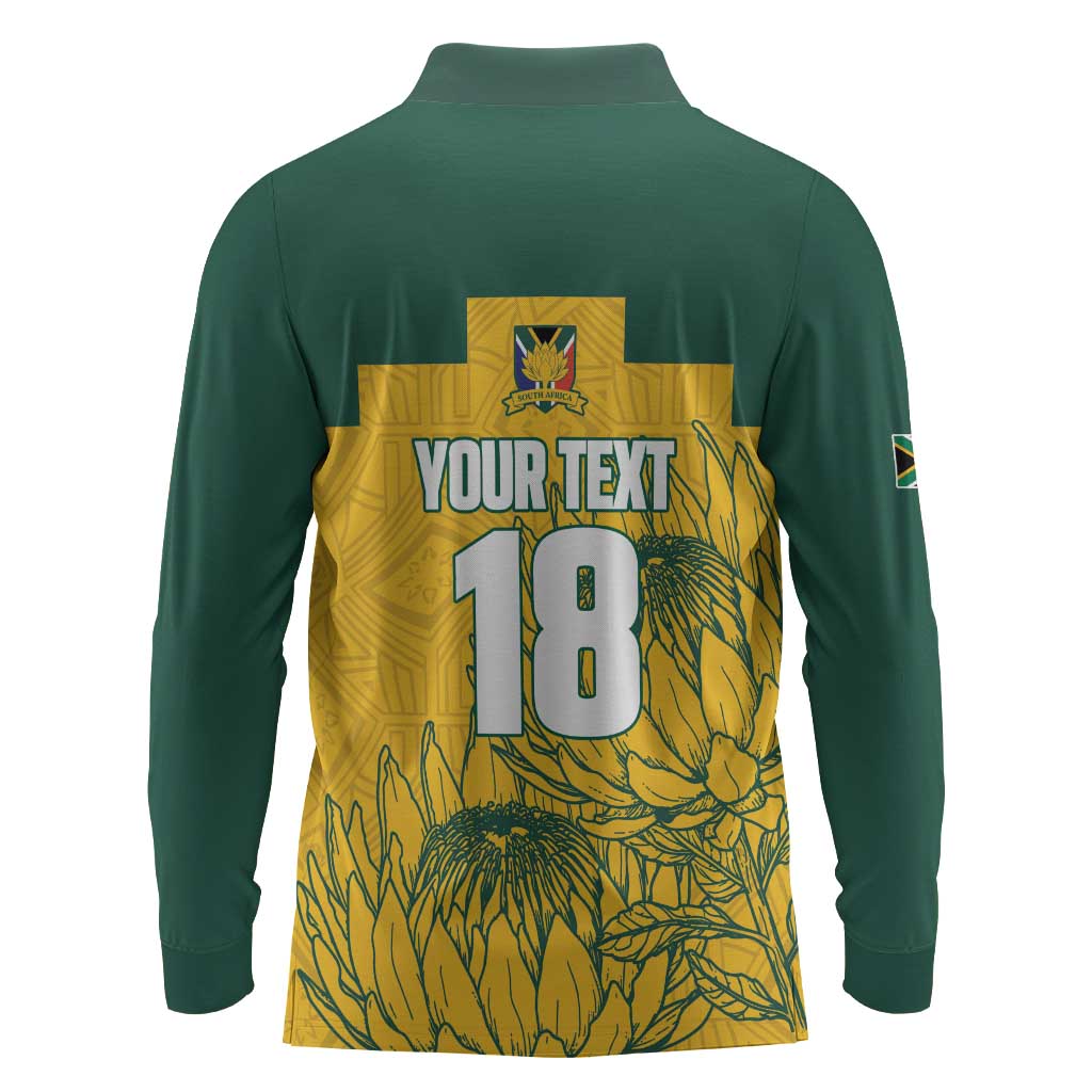 Custom South Africa Soccer Long Sleeve Polo Shirt From Protea Roots We Rise - African Pride