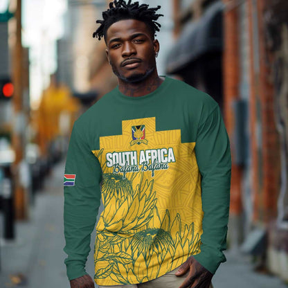 Custom South Africa Soccer Long Sleeve Shirt From Protea Roots We Rise - African Pride