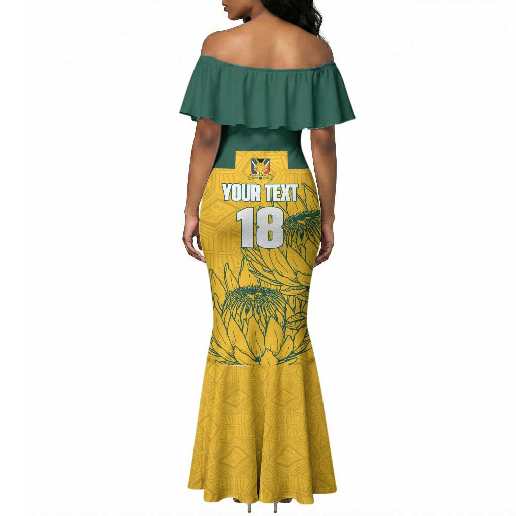 Custom South Africa Soccer Mermaid Dress From Protea Roots We Rise - African Pride