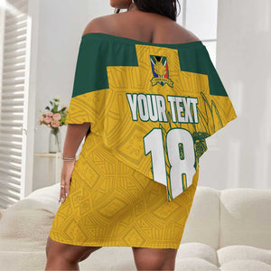 Custom South Africa Soccer Off Shoulder Short Dress From Protea Roots We Rise - African Pride