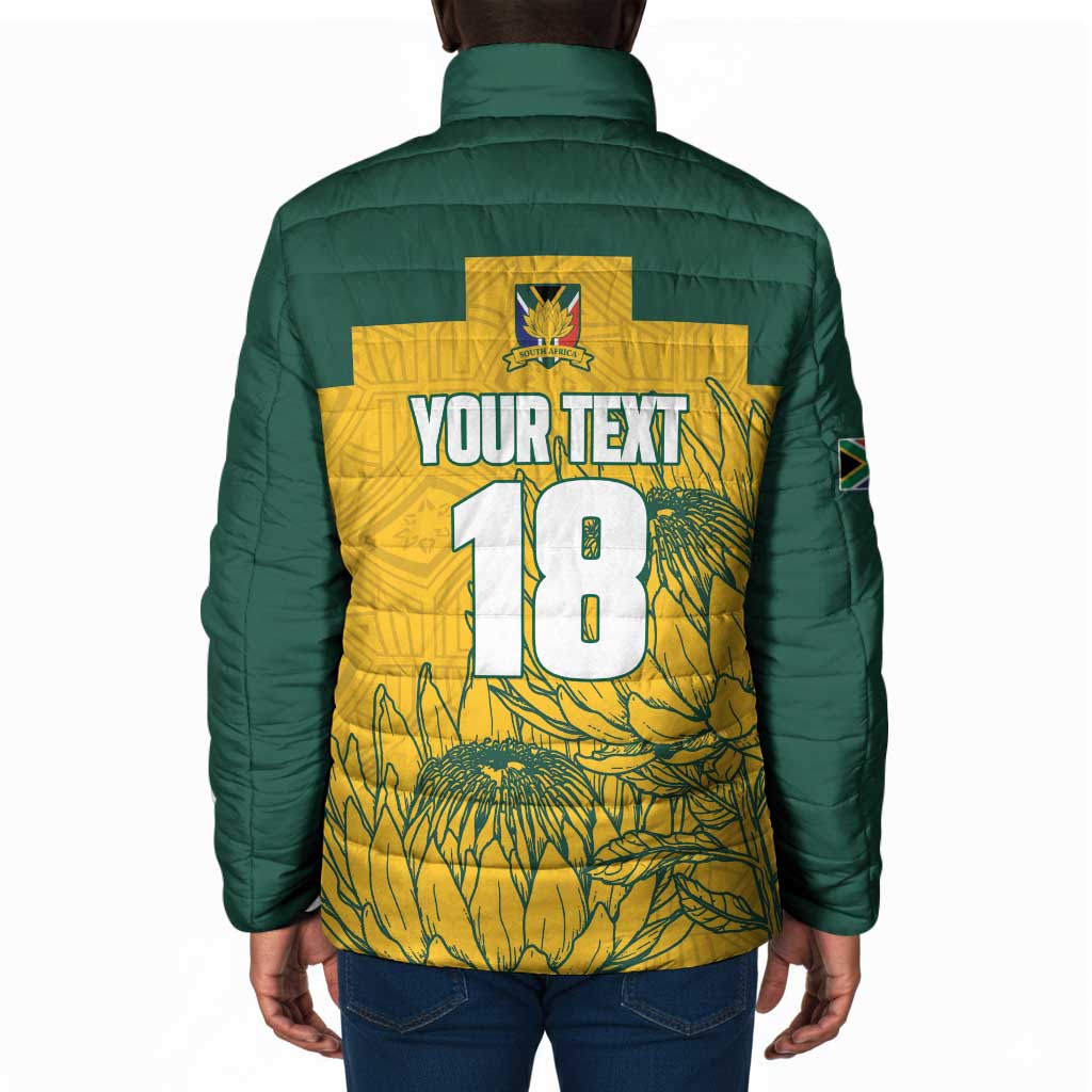 Custom South Africa Soccer Padded Jacket From Protea Roots We Rise - African Pride