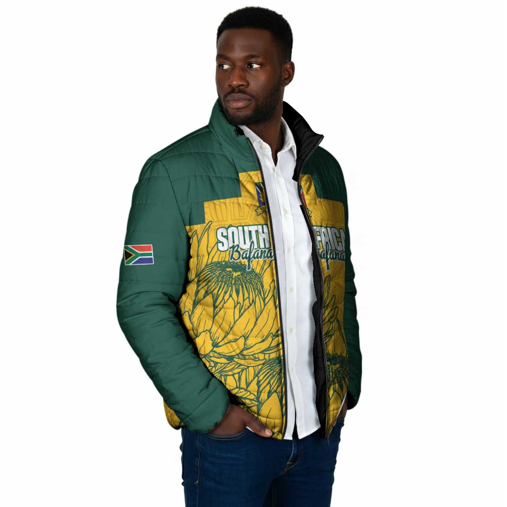 Custom South Africa Soccer Padded Jacket From Protea Roots We Rise - African Pride