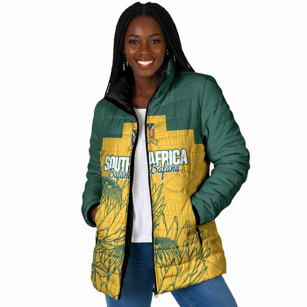 Custom South Africa Soccer Padded Jacket From Protea Roots We Rise - African Pride
