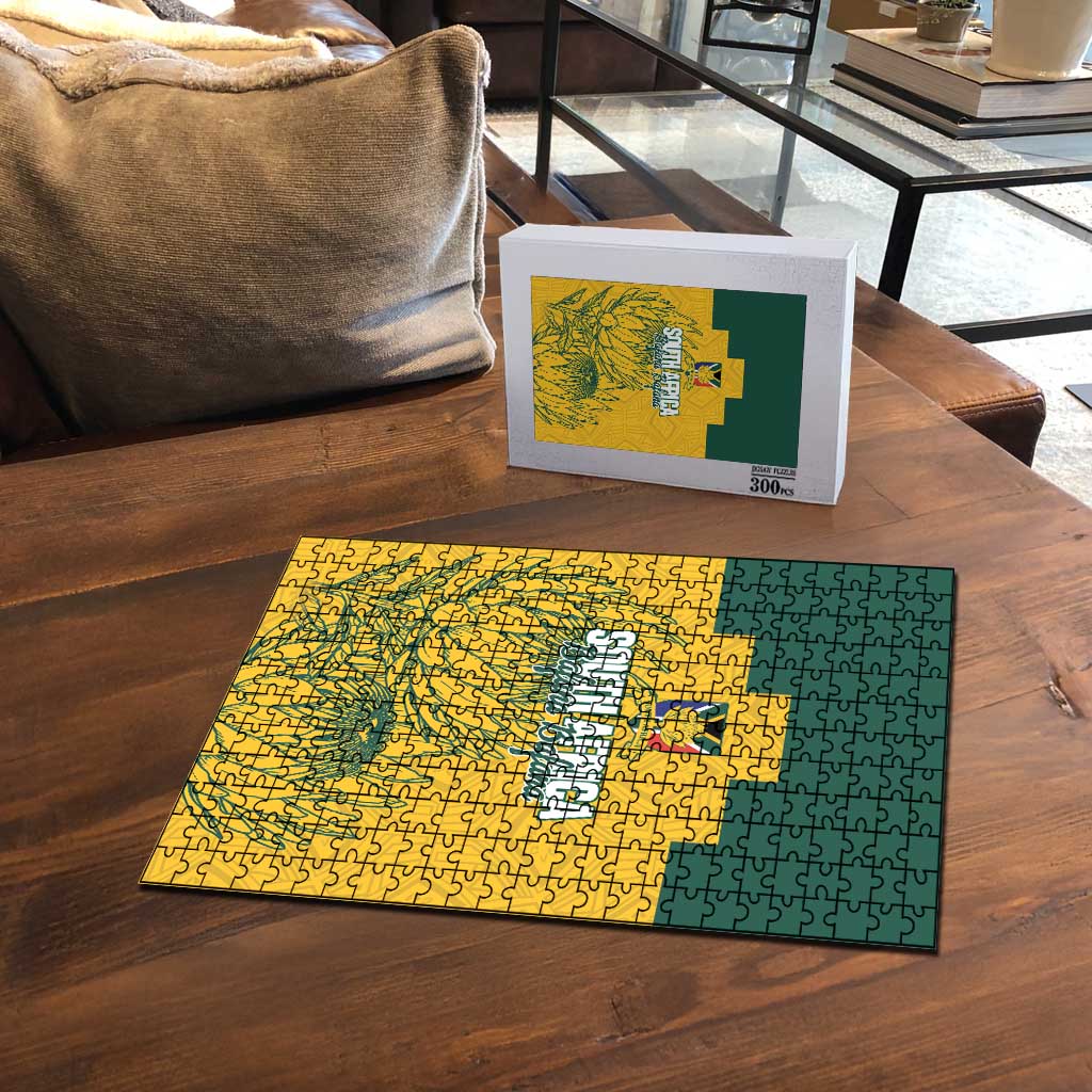 Custom South Africa Soccer Puzzle From Protea Roots We Rise - African Pride