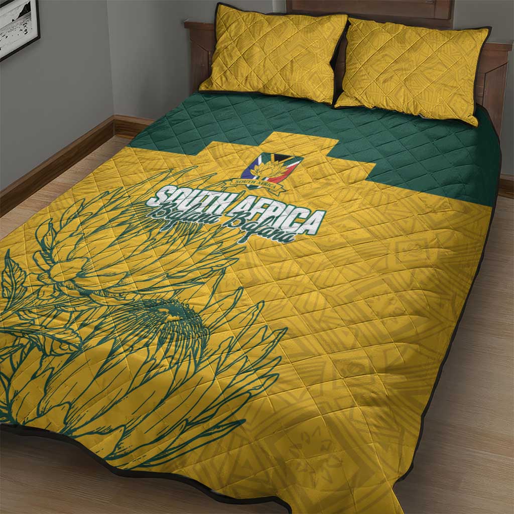 Custom South Africa Soccer Quilt Bed Set From Protea Roots We Rise - African Pride