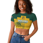 Custom South Africa Soccer Raglan Cropped T shirt From Protea Roots We Rise - African Pride