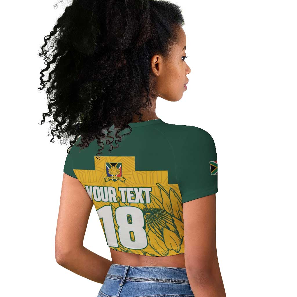 Custom South Africa Soccer Raglan Cropped T shirt From Protea Roots We Rise - African Pride