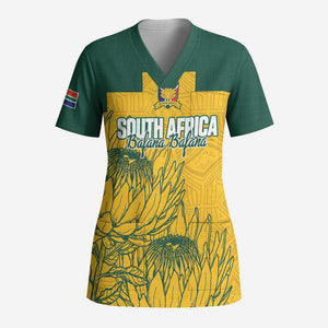 Custom South Africa Soccer Scrub Top From Protea Roots We Rise - African Pride