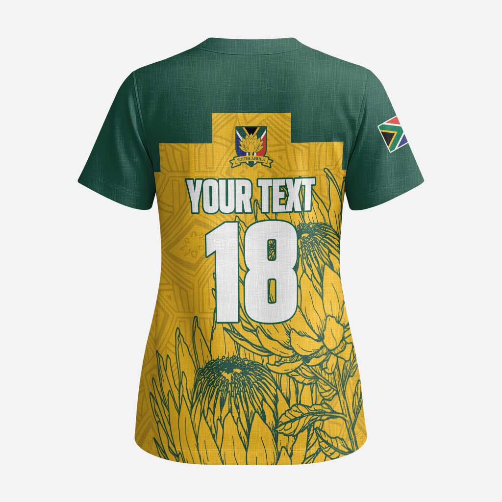 Custom South Africa Soccer Scrub Top From Protea Roots We Rise - African Pride
