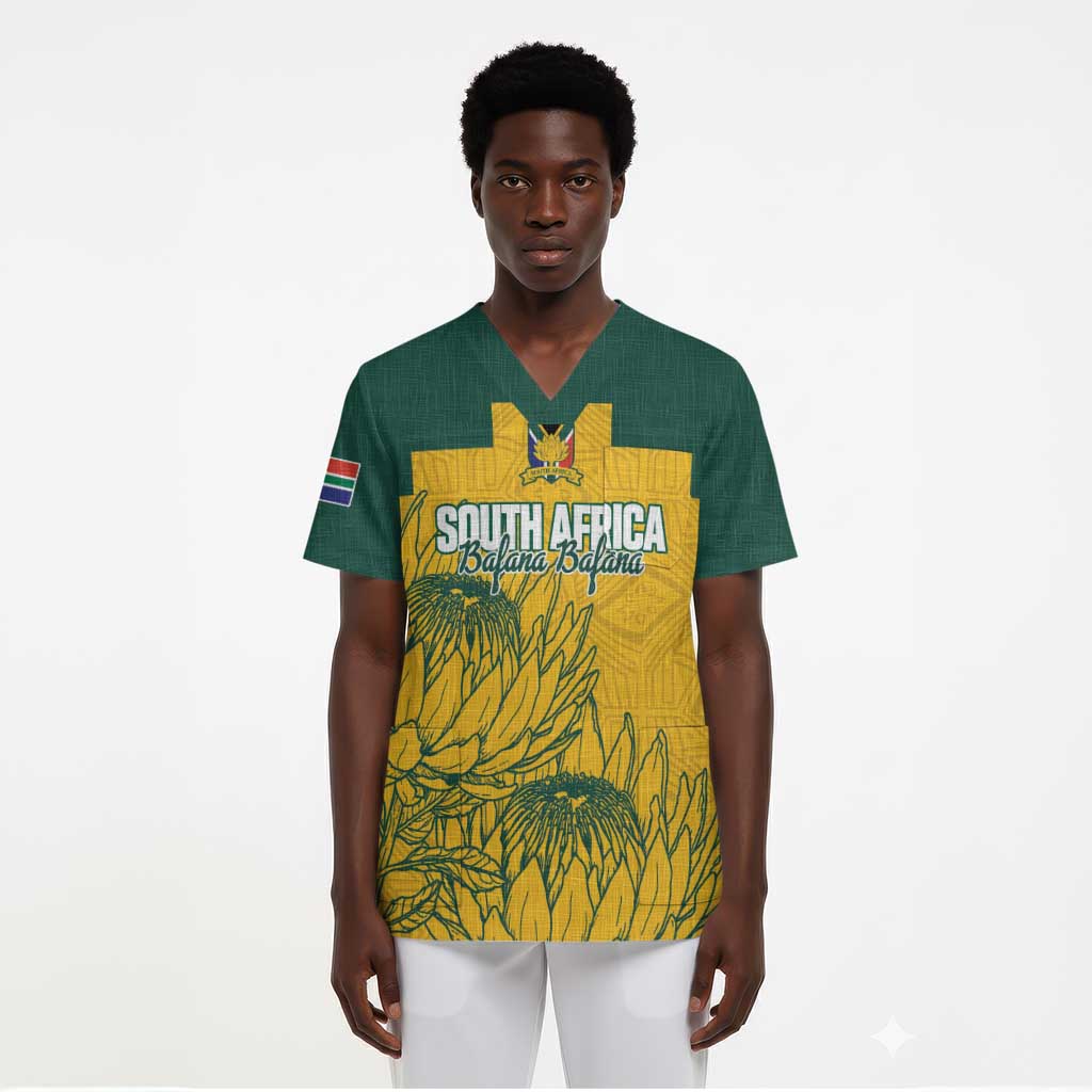 Custom South Africa Soccer Scrub Top From Protea Roots We Rise - African Pride