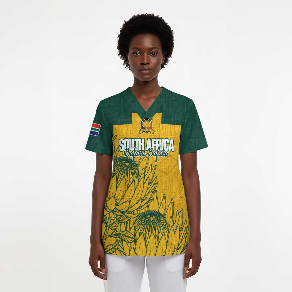 Custom South Africa Soccer Scrub Top From Protea Roots We Rise - African Pride