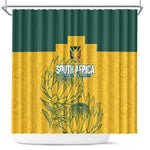 Custom South Africa Soccer Shower Curtain From Protea Roots We Rise - African Pride