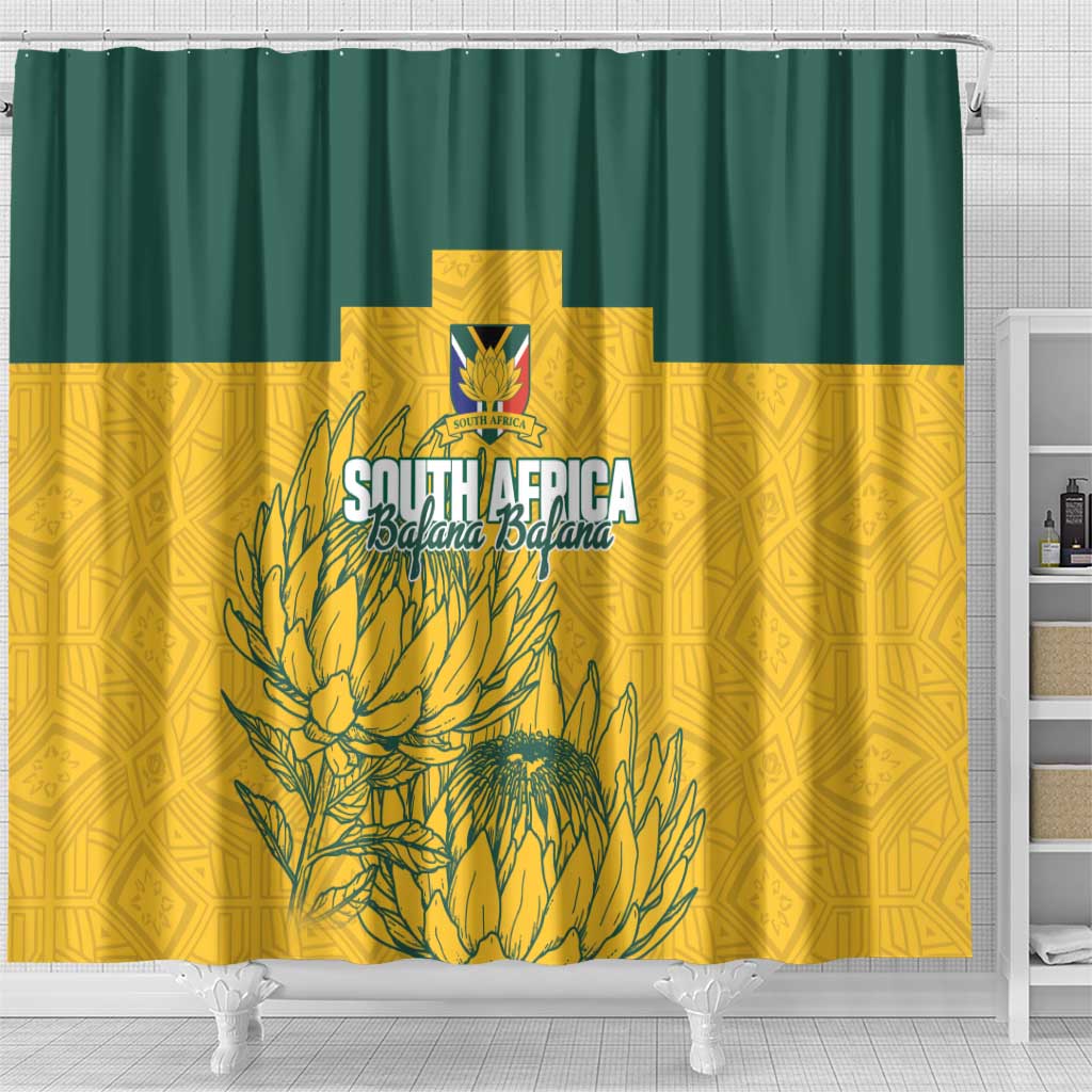 Custom South Africa Soccer Shower Curtain From Protea Roots We Rise - African Pride