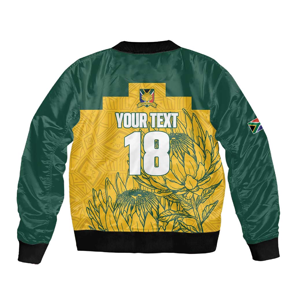 Custom South Africa Soccer Sleeve Zip Bomber Jacket From Protea Roots We Rise - African Pride