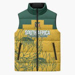 Custom South Africa Soccer Sleeveless Puffer Jacket From Protea Roots We Rise - African Pride